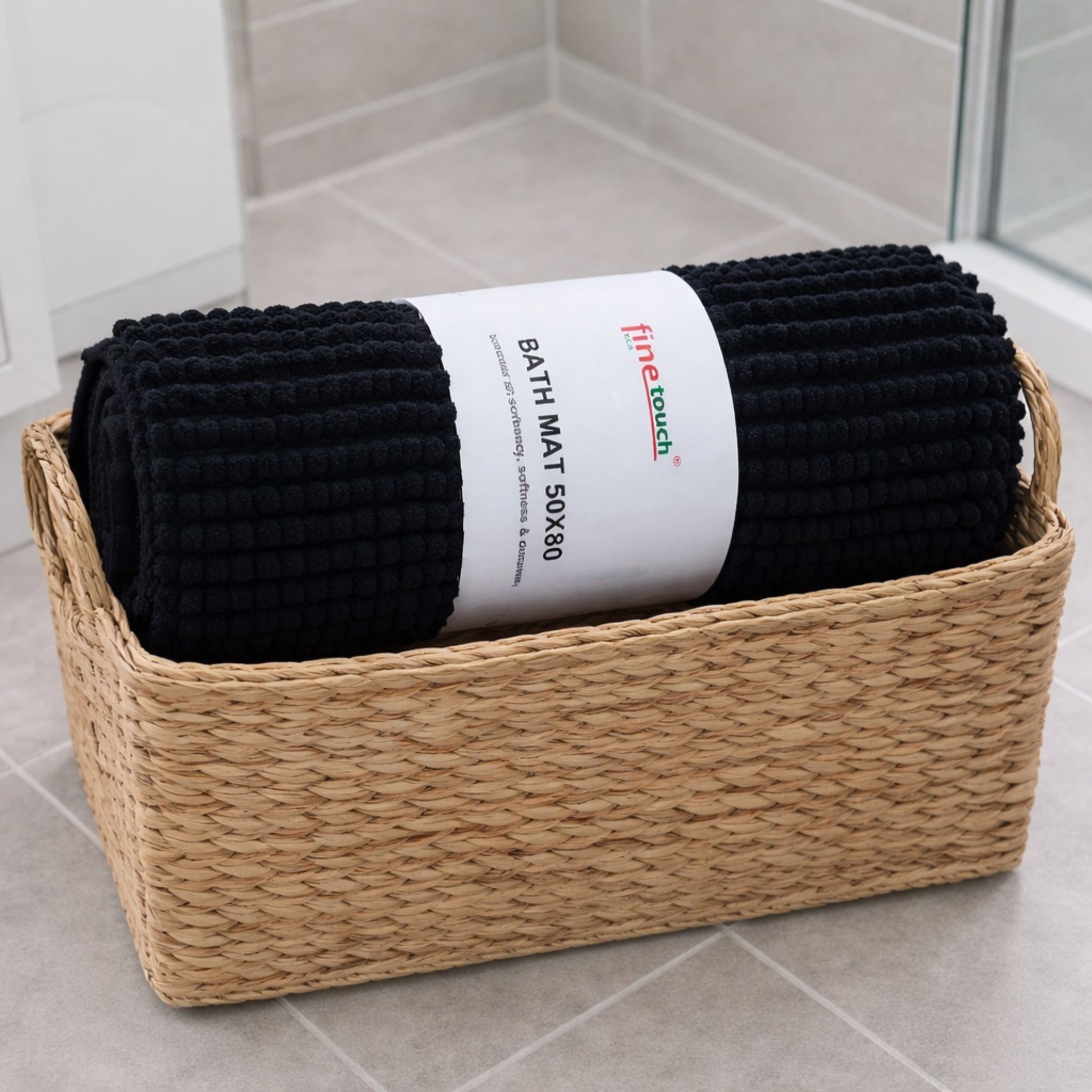 Chenille Bath Mat Black
