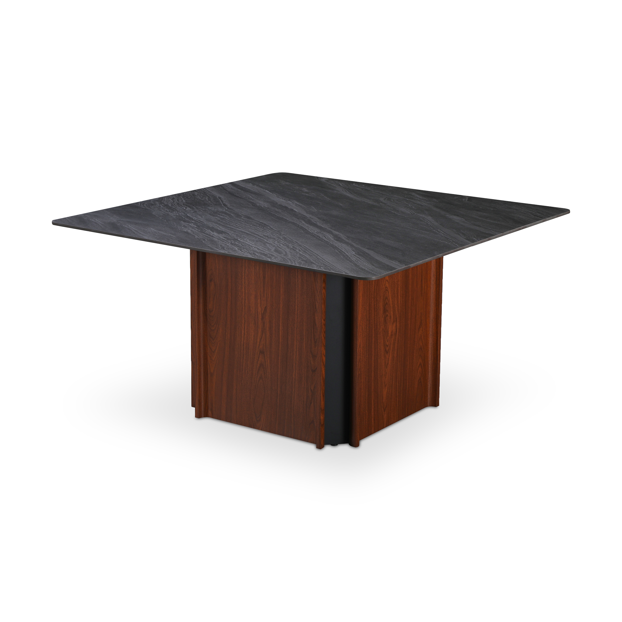 TOMADORE Dining Table Black Marble & Walnut