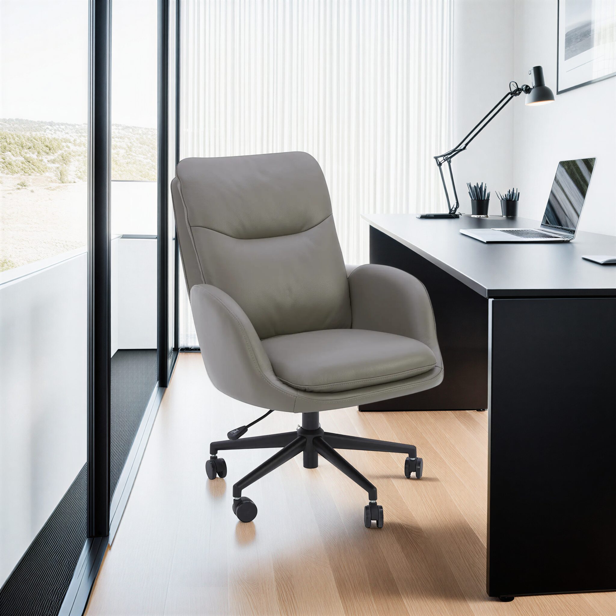 NECKTOR Office Chair Dark Grey Leather