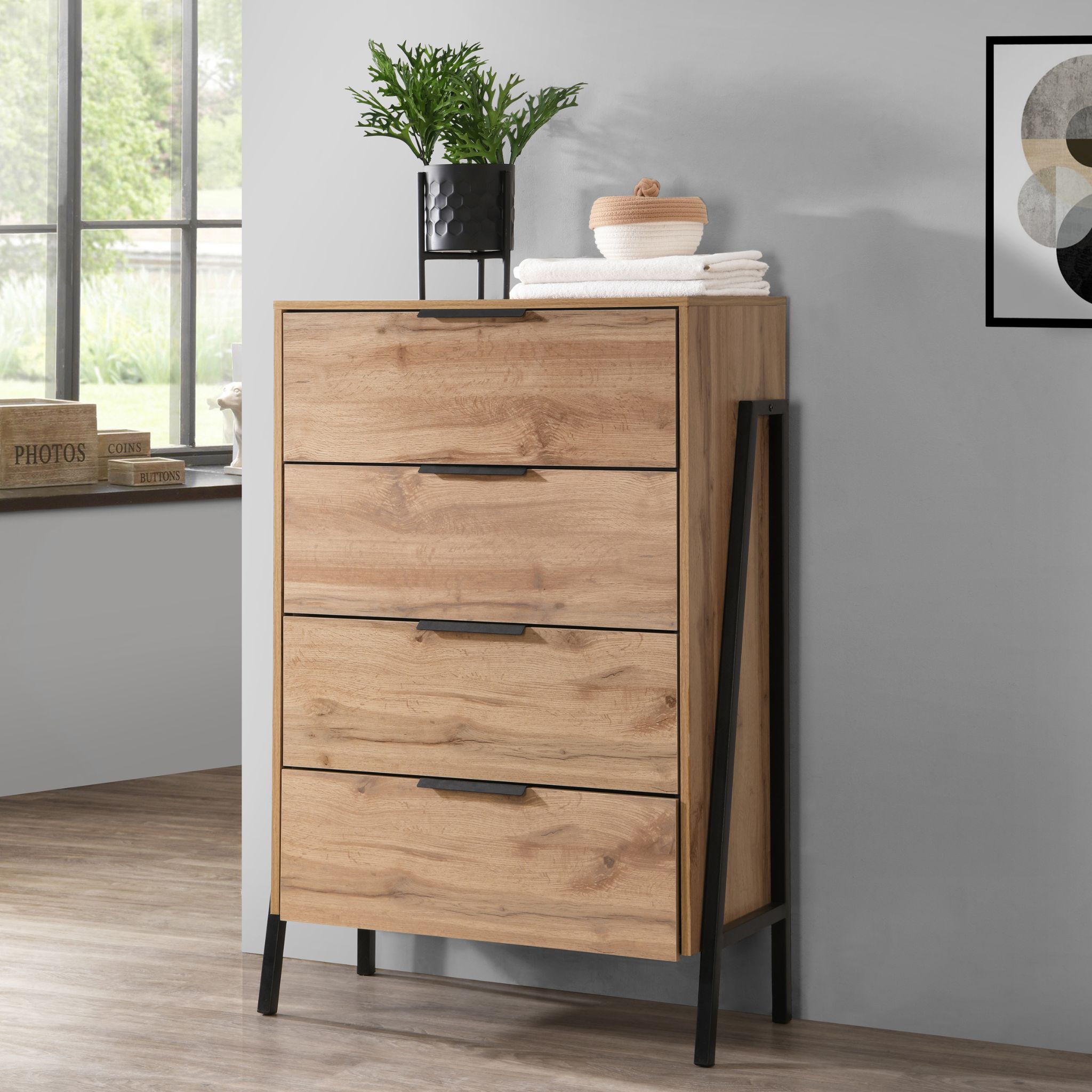 HABITAT Chest of Drawers Wotan Oak & Black