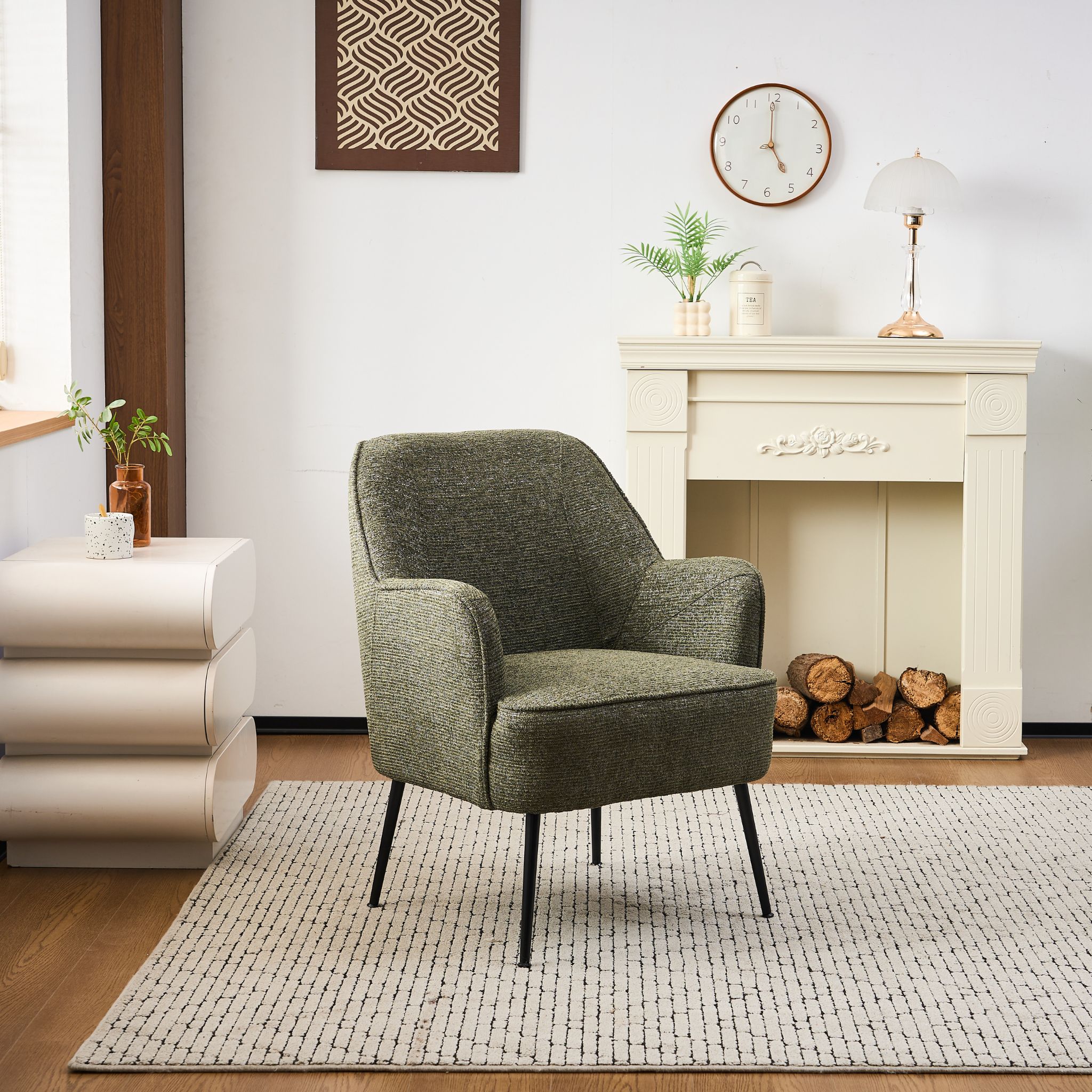GLOSEE Armchair Green with Black Legs