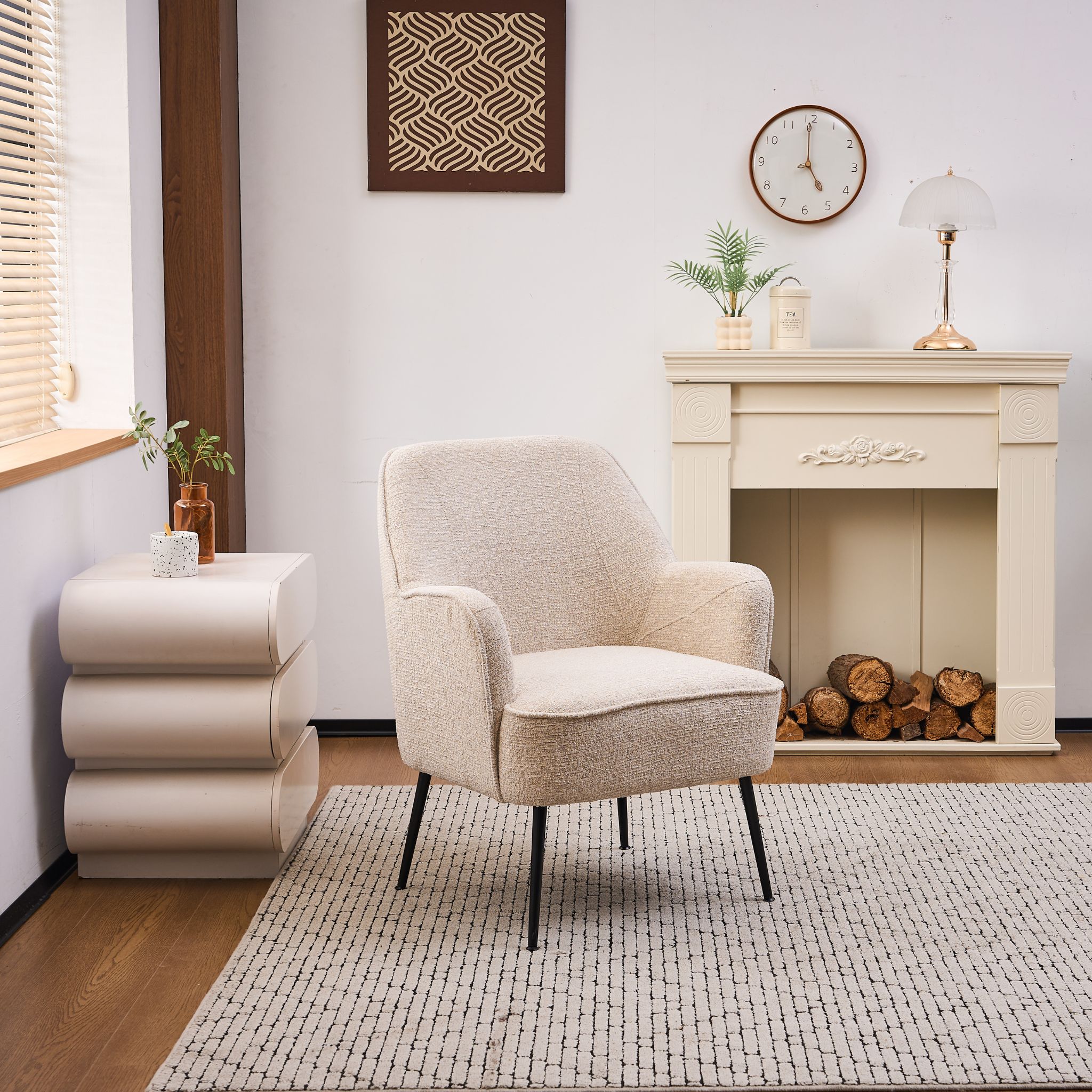 GLOSEE Armchair Beige with Black Legs