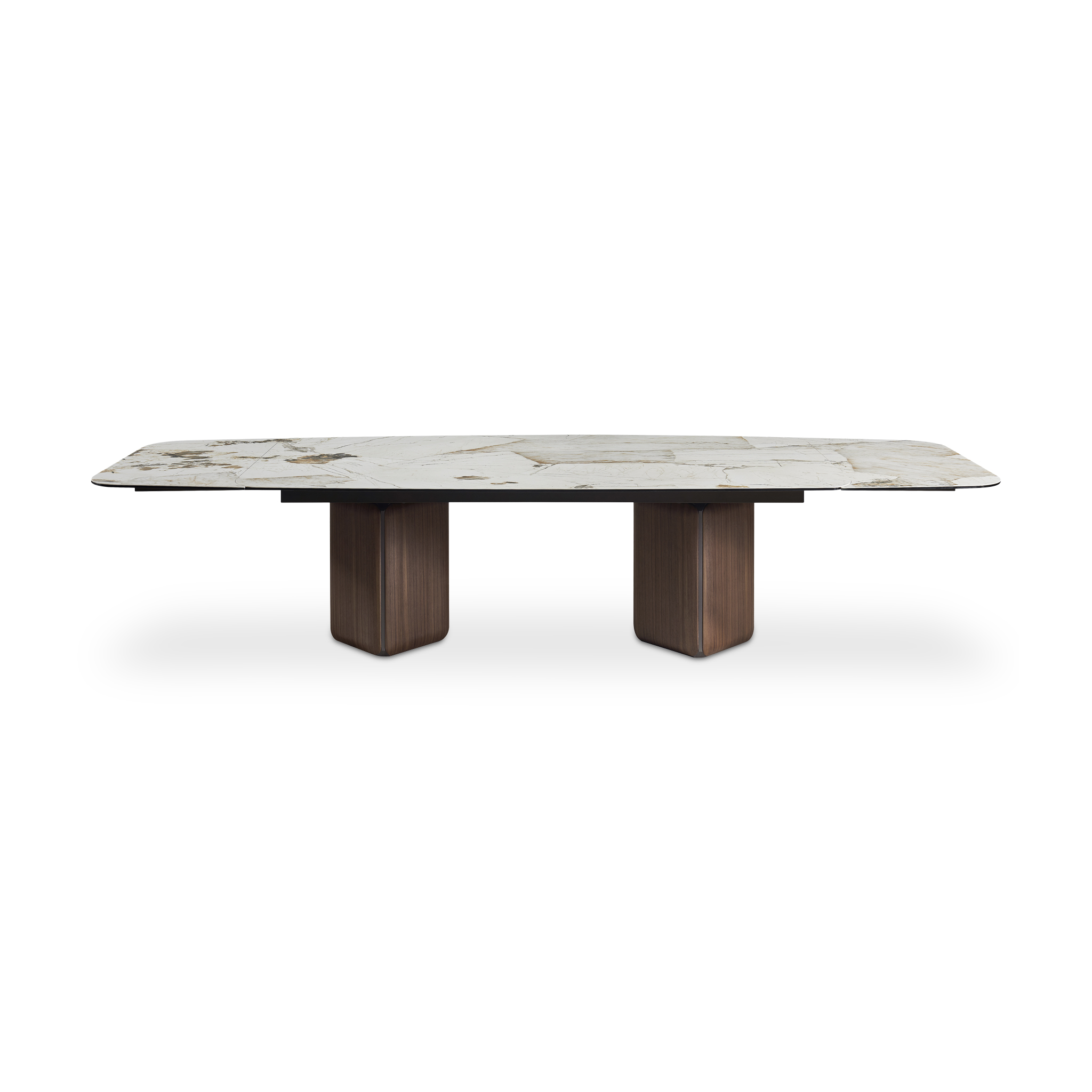 APETIT Dining Table Grey Marble with Walnut Base