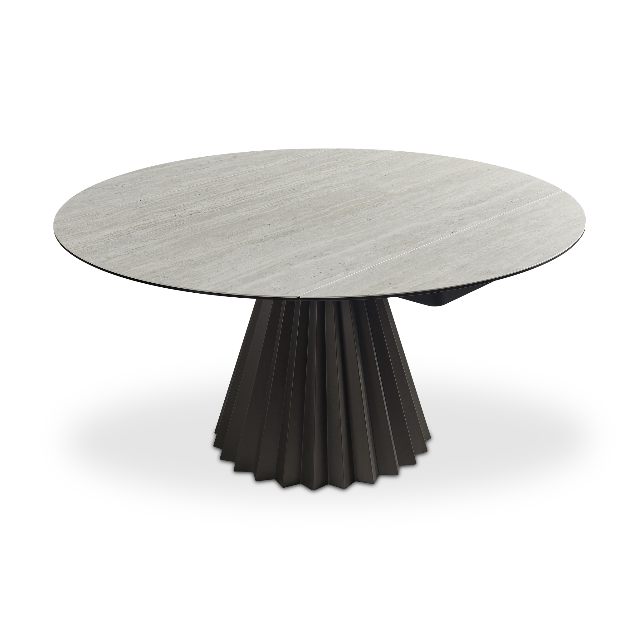 ZUCCHIRA Dining Table Grey Travertine with Black Base