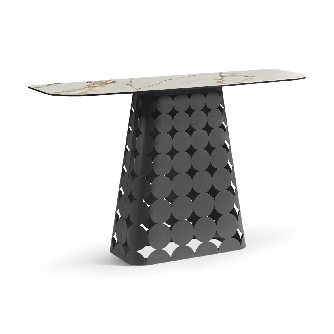 HAFFLER Console White Marble Top & Dark Grey