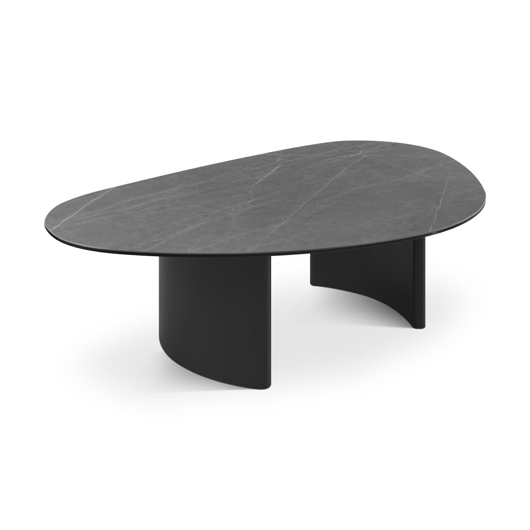SATTELI Coffee Table Grey Marble Top & Black