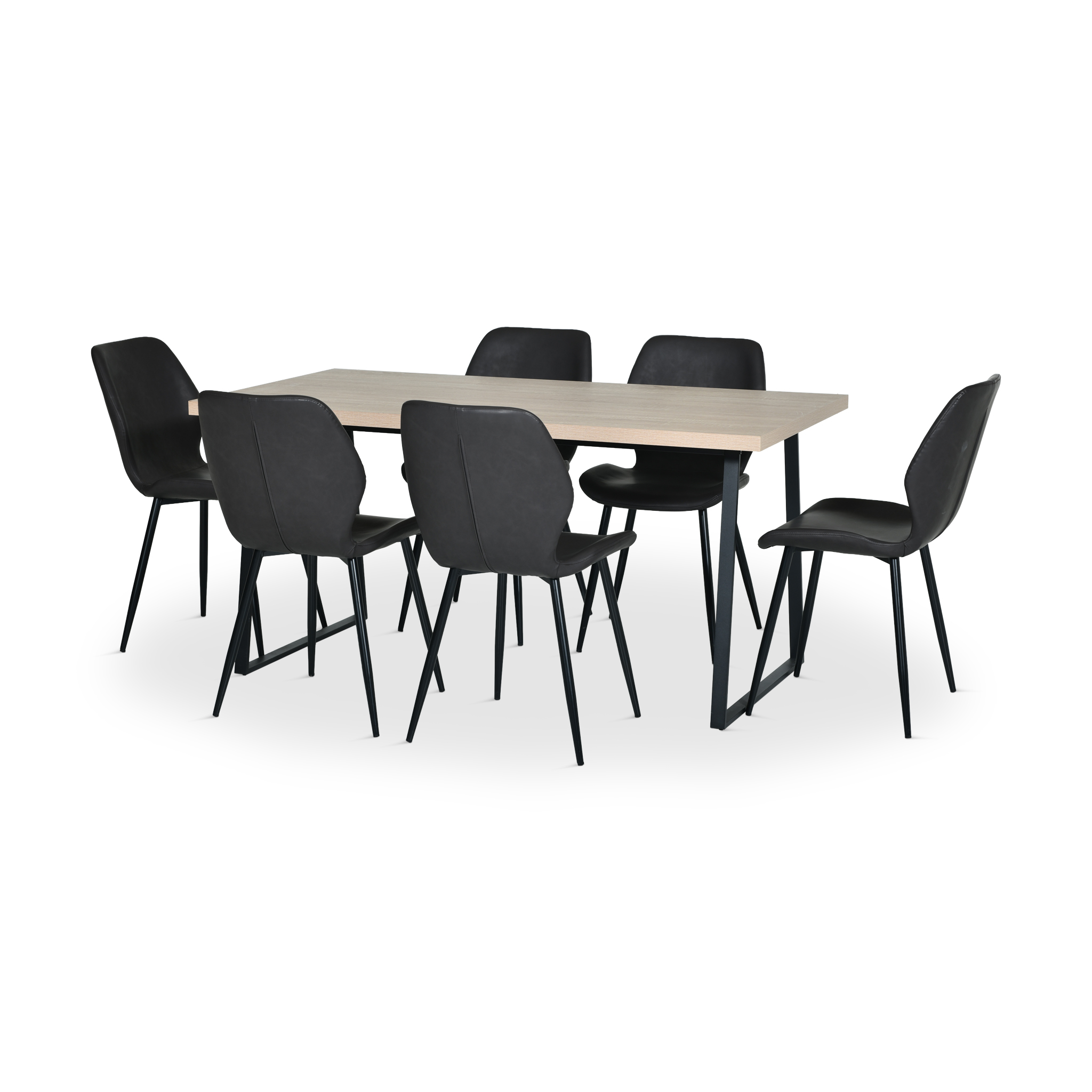 KRAVING Dining Set Sonoma Table and Black Chairs