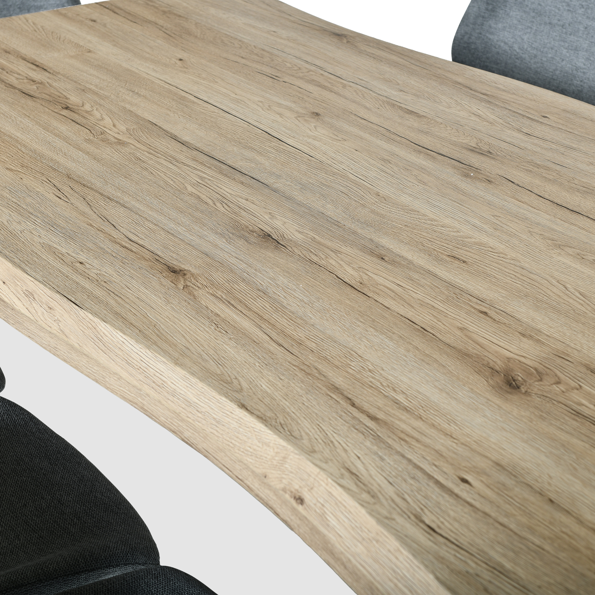 SESAME Dining Set Natural Oak Table and Grey Fabric Chairs