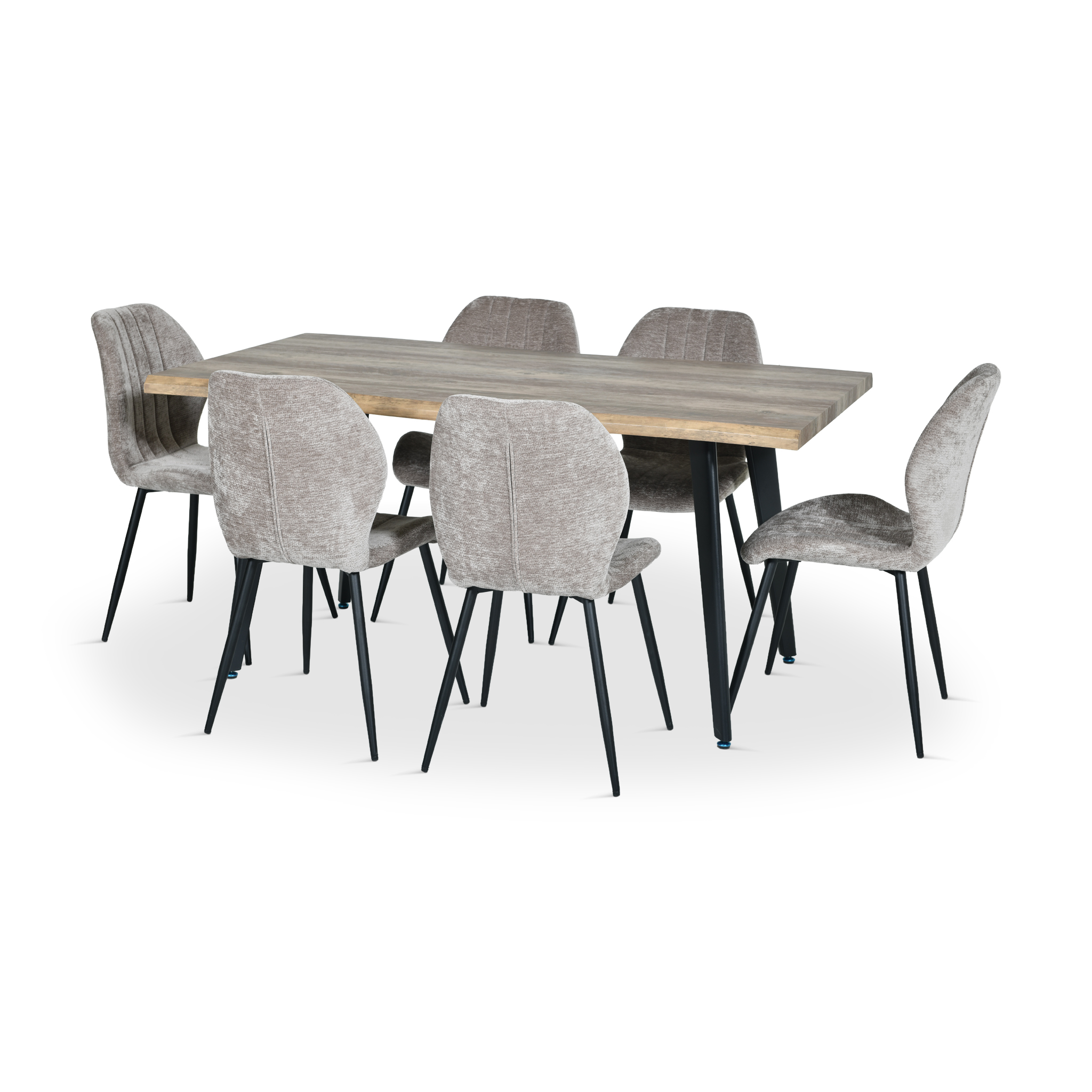 PAPRIKA Dining Set Walnut Table and Taupe Chairs