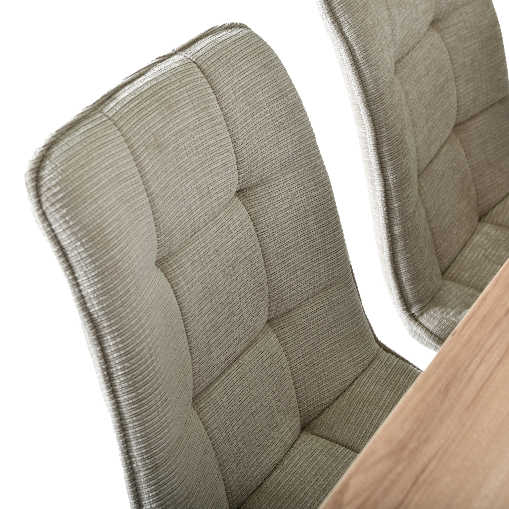 CANELLA Dining Set Natural Oak Table and Light Khaki Chairs