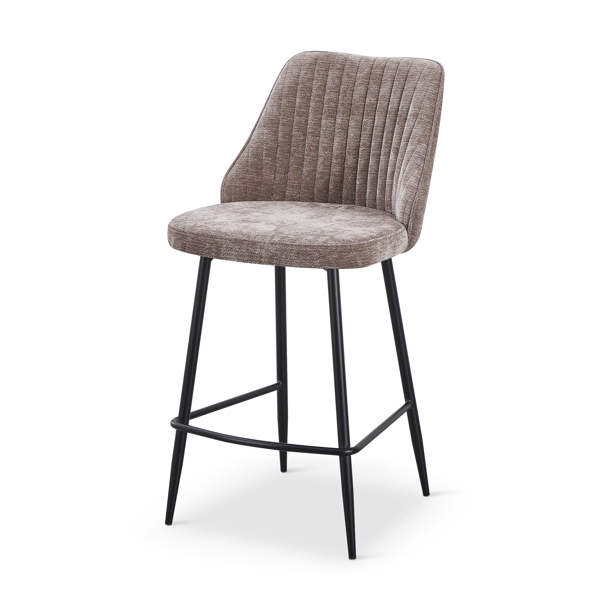 HUPPY Bar Stool Brown Fabric Black Legs