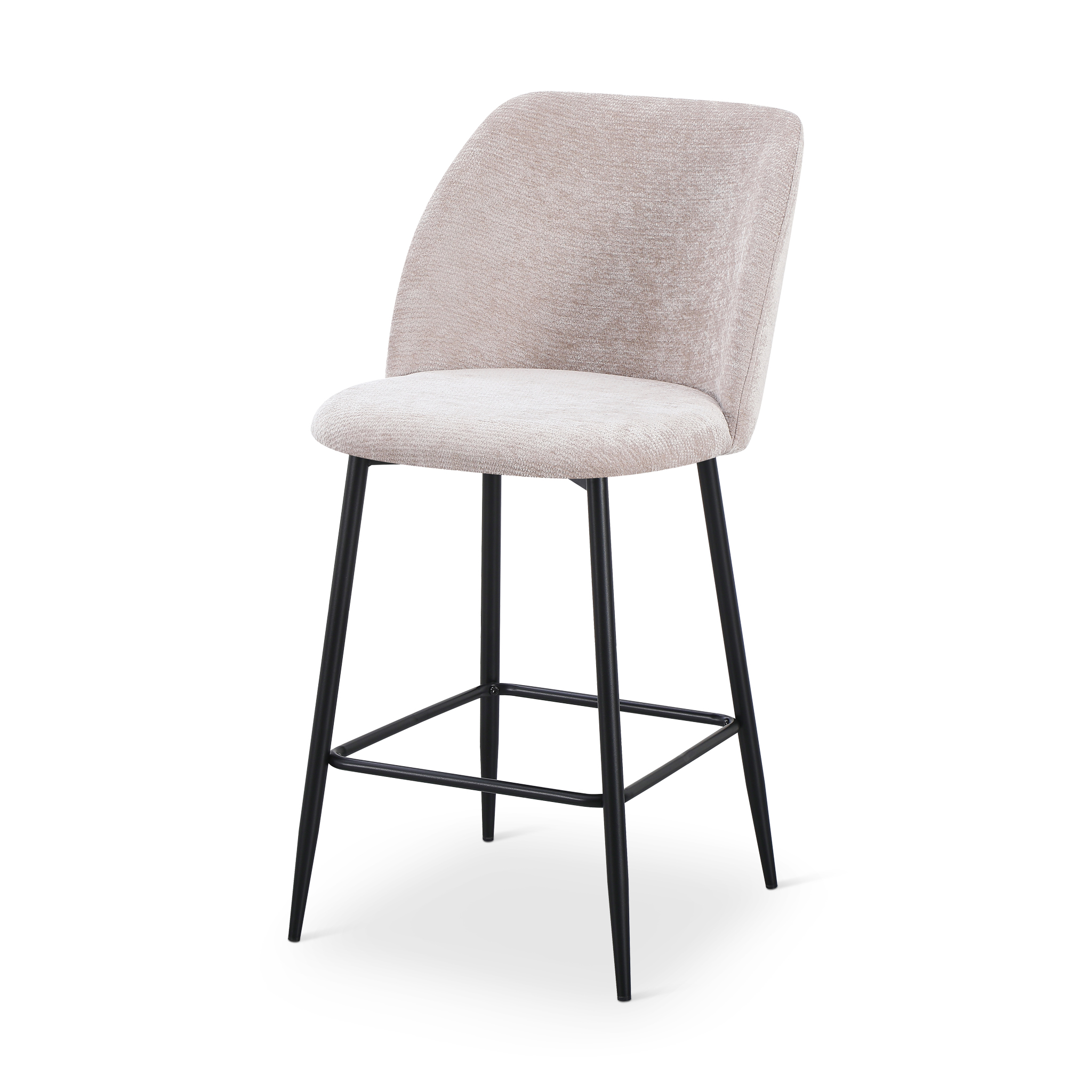 SIPPLY Bar Stool Beige Fabric Black Legs