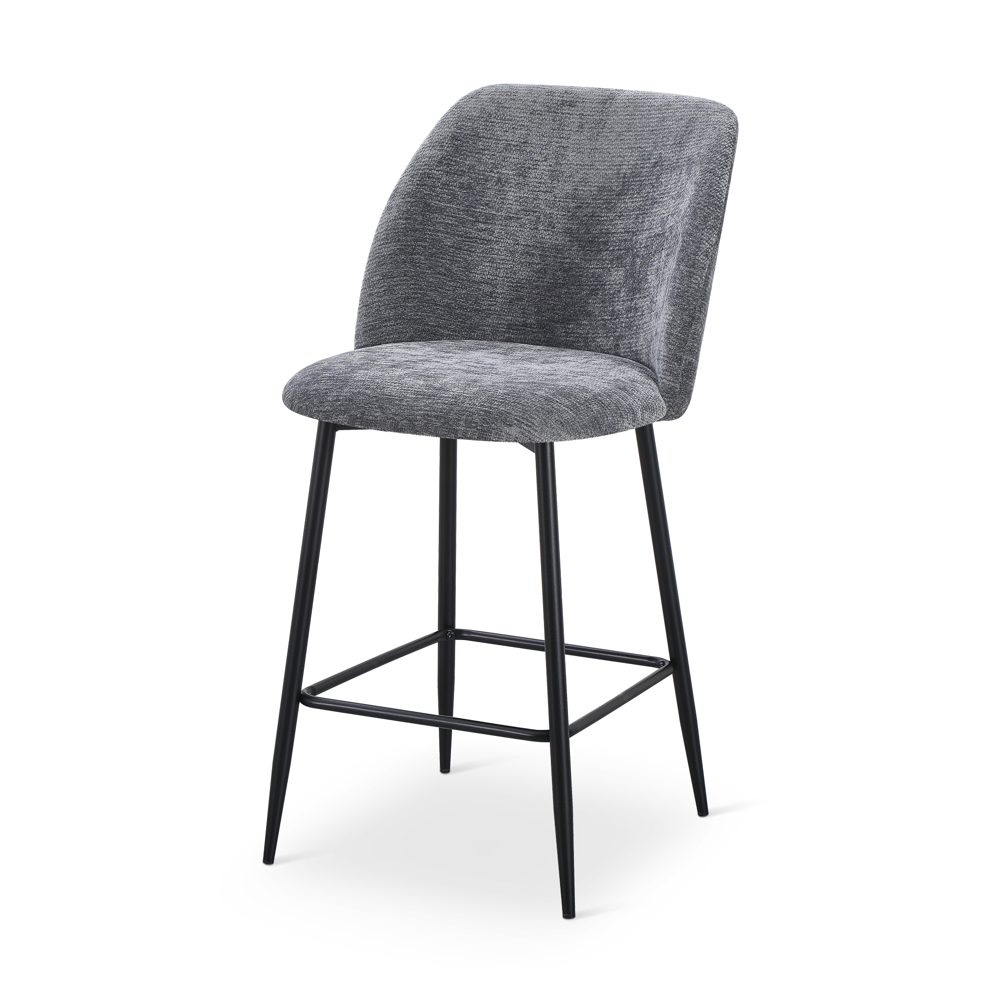 SIPPLY Bar Stool Dark Grey Fabric Black Legs