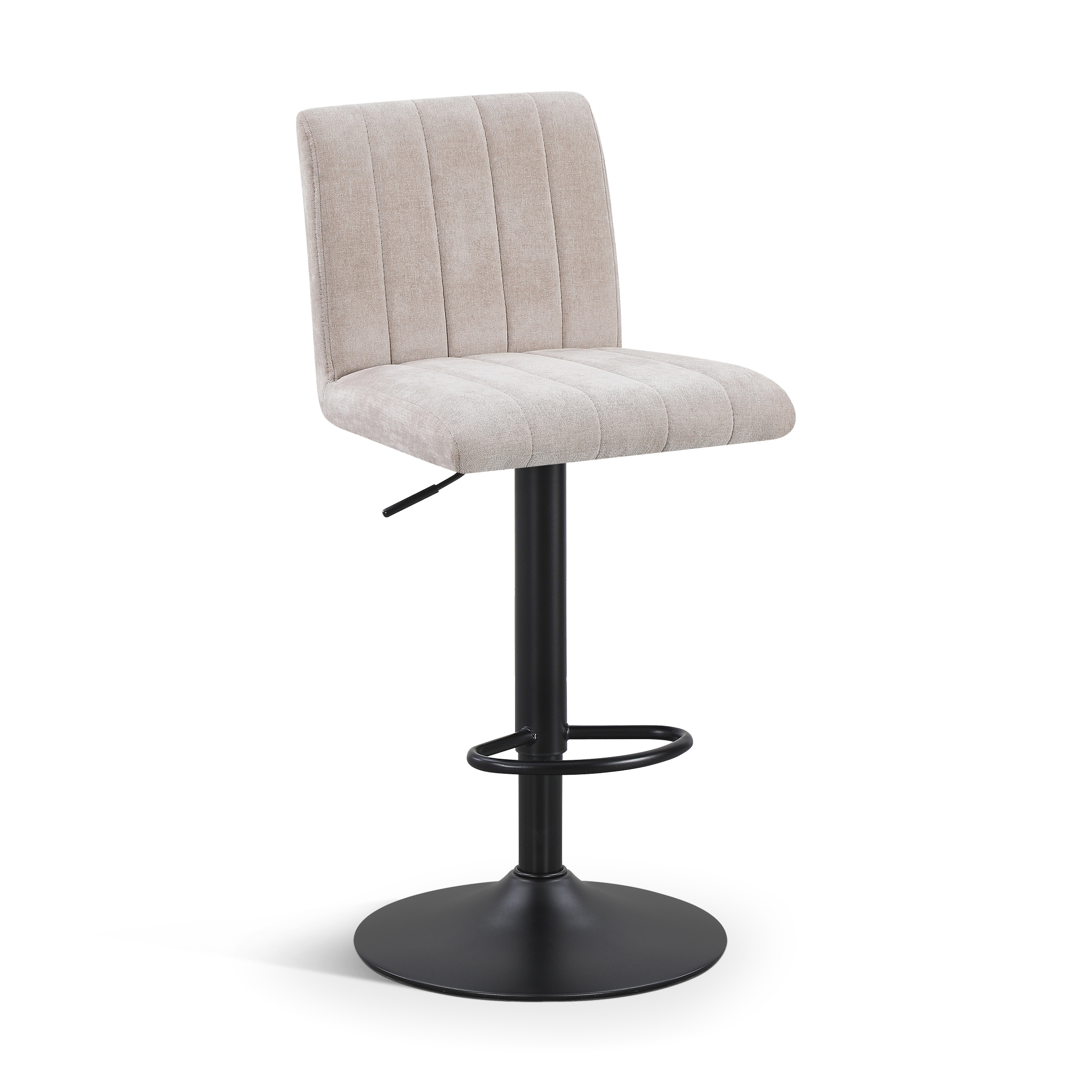 BUBBLEY Bar Stool Beige Fabric Black Base