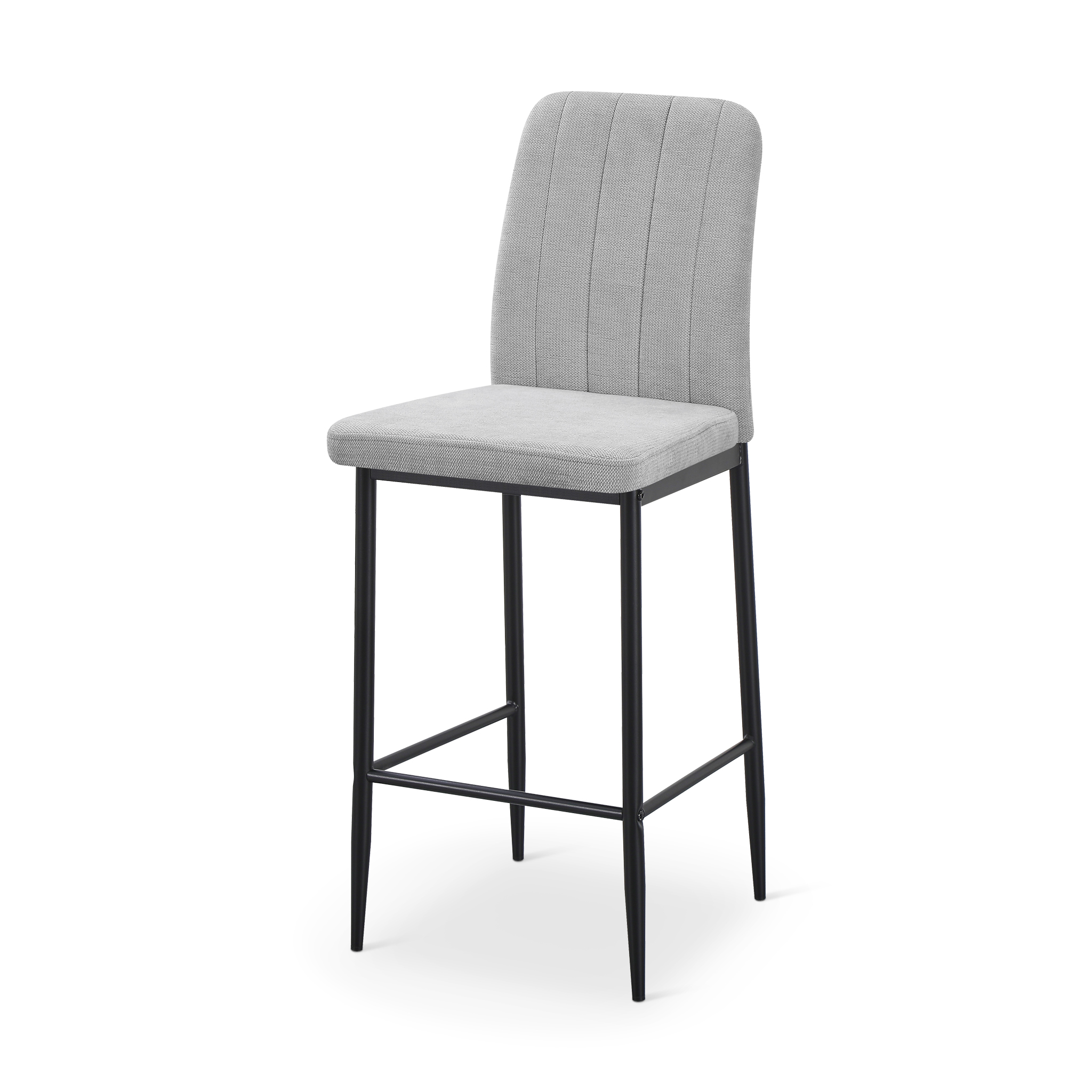 FAMINO Bar Stool Grey Fabric Black Legs