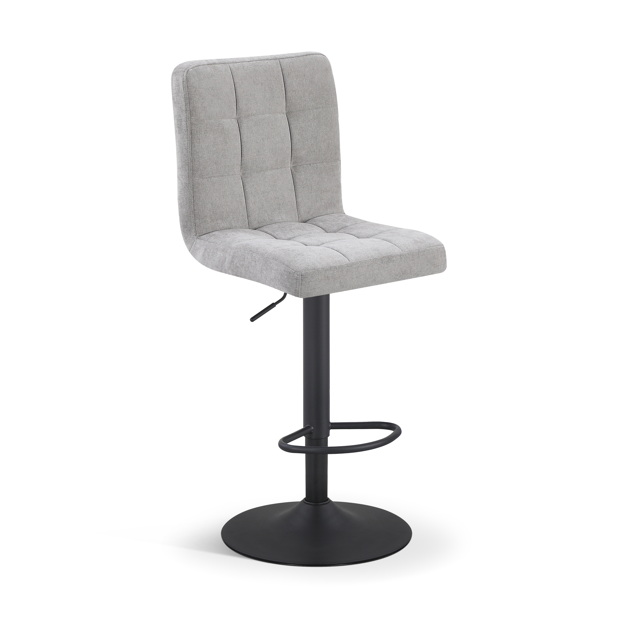 AMARETO Bar Stool Light Grey Fabric Black Base