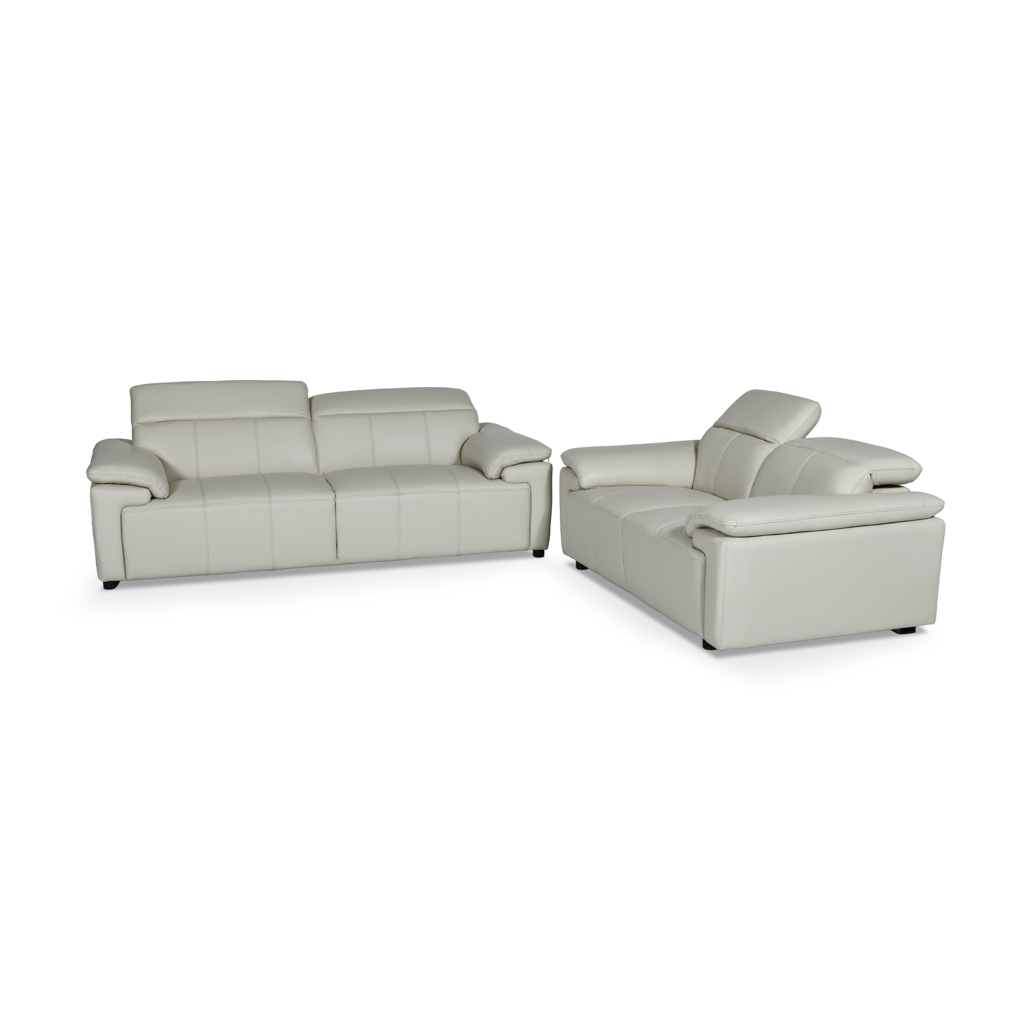 DARVELY Beige Leather Sofa Set
