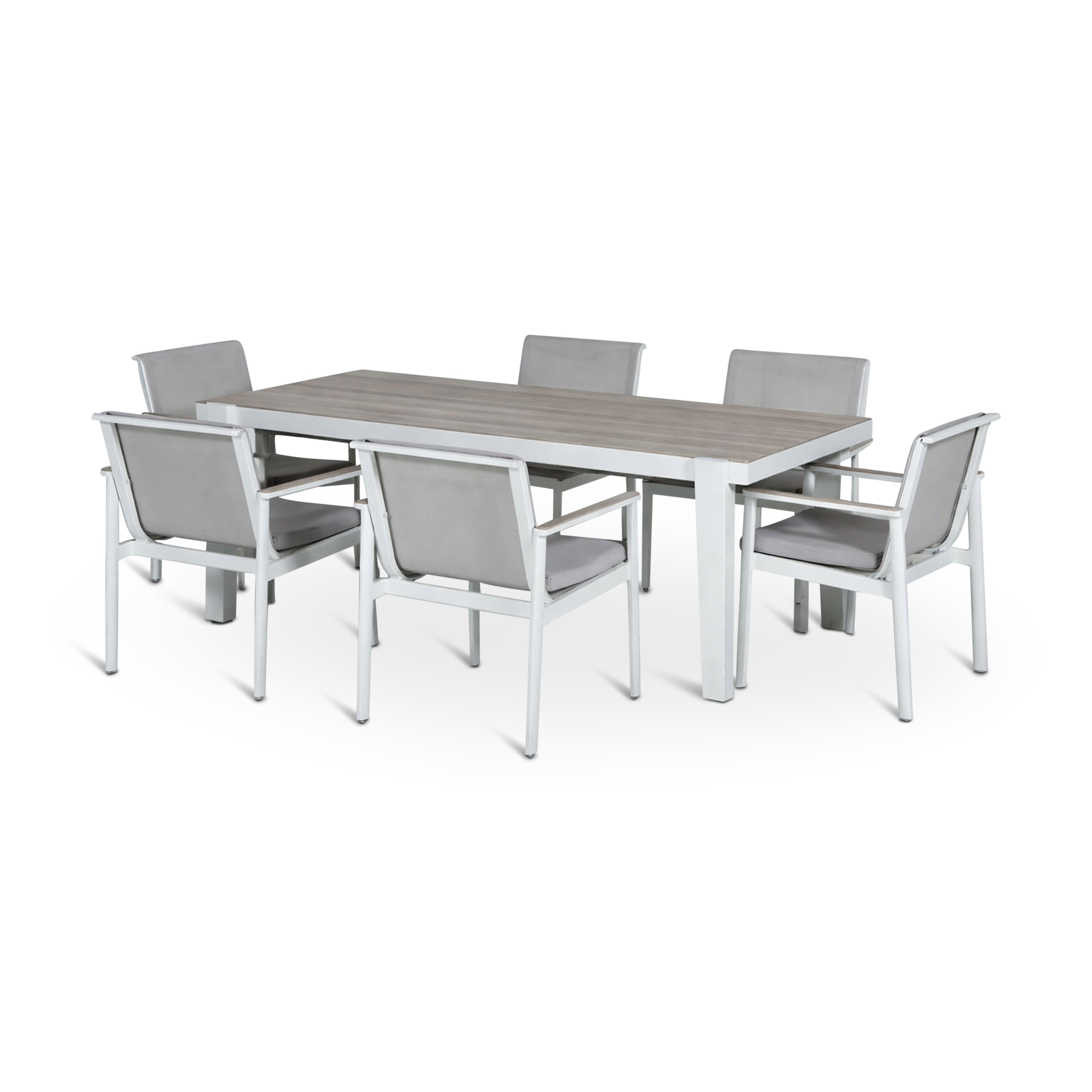 CAYMAN Outdoor Dining Set White, Oak & Beige