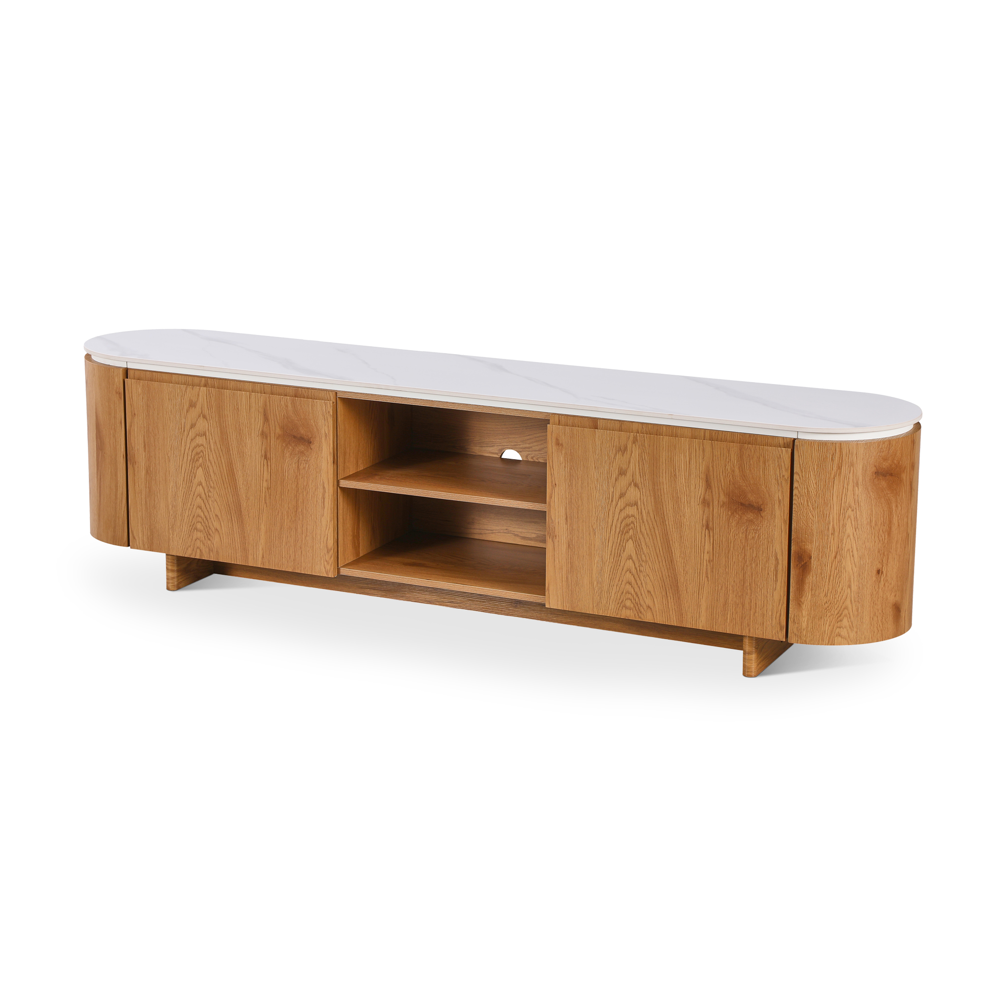 FRUTONI TV Stand White Marble & Oak