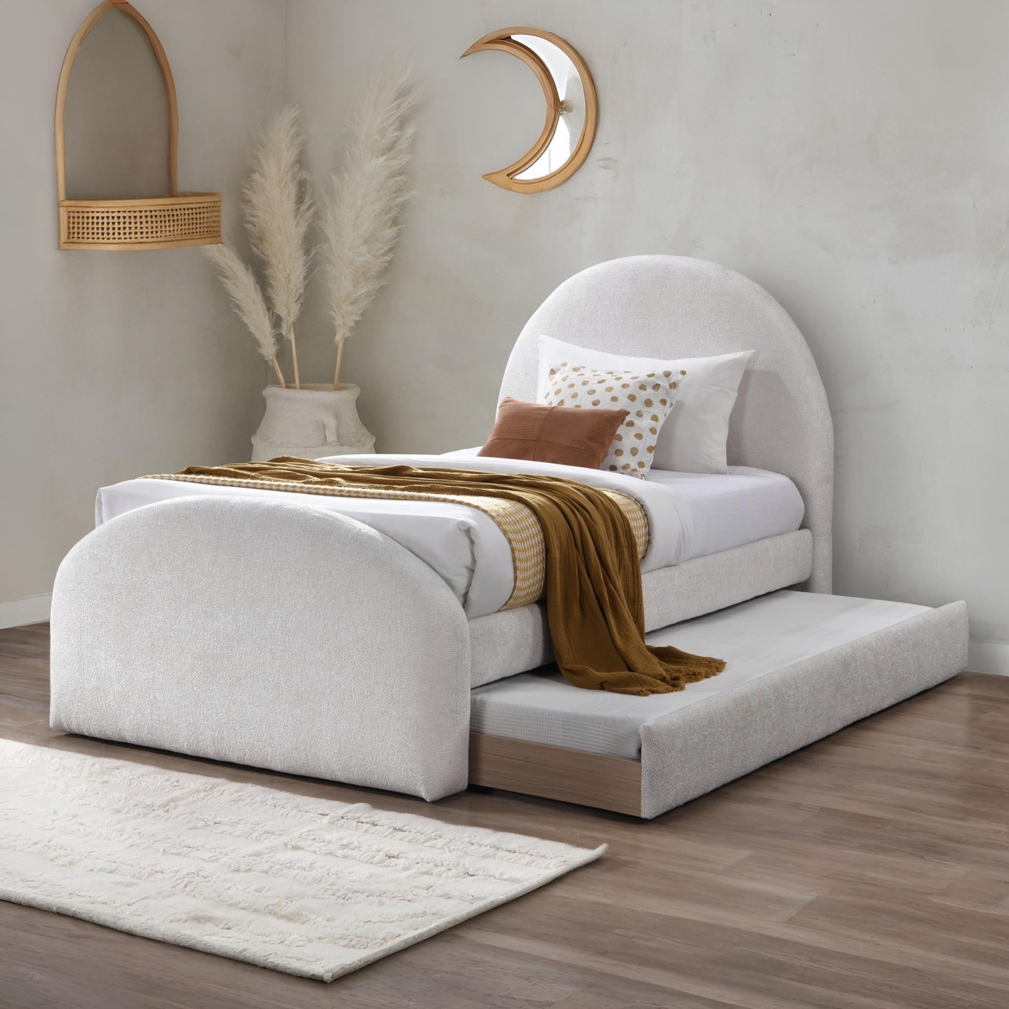 NAPPIE 3.5FT Bed Beige with Trundle Bed