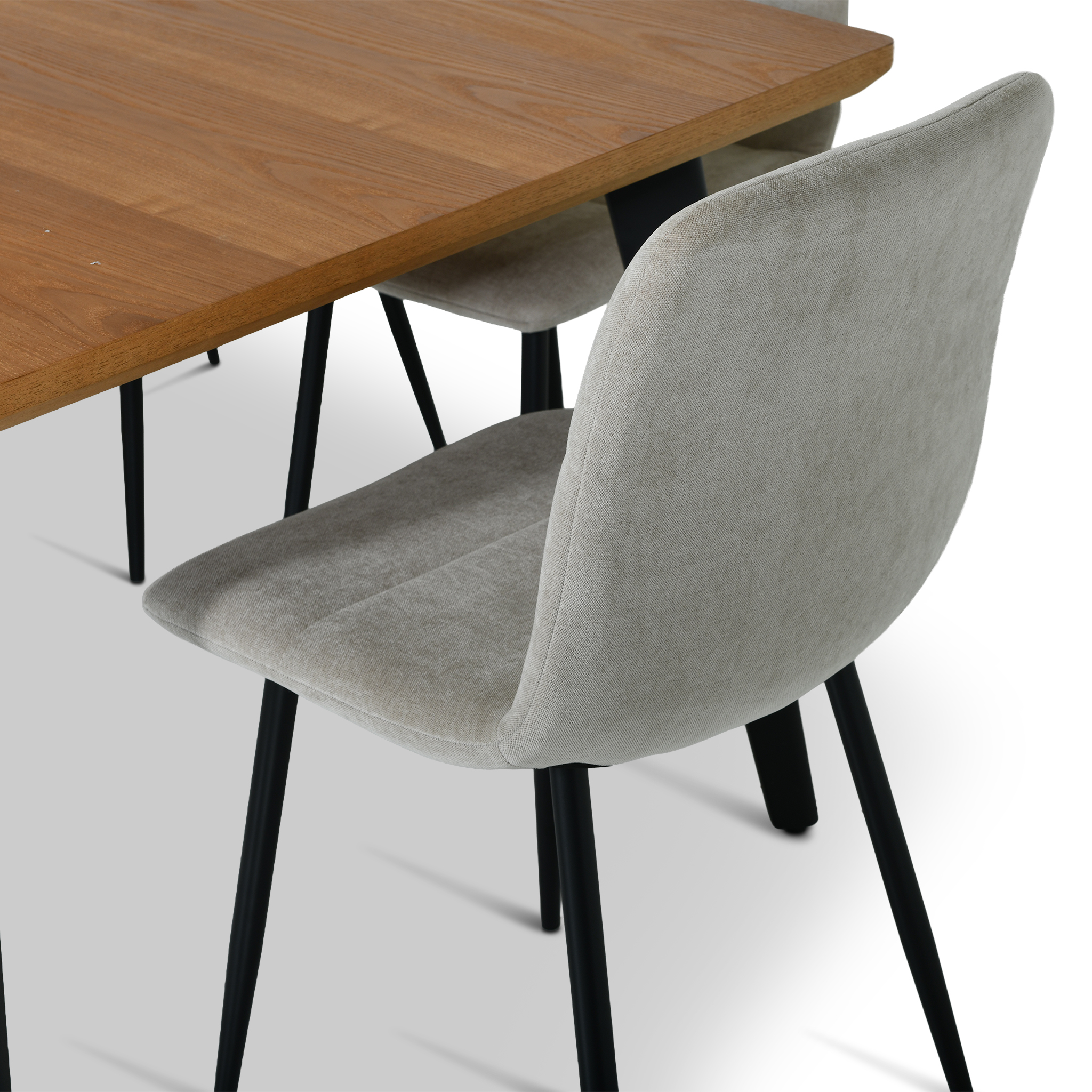 MEALINO Dining Set Honey Oak Table and Beige Chairs